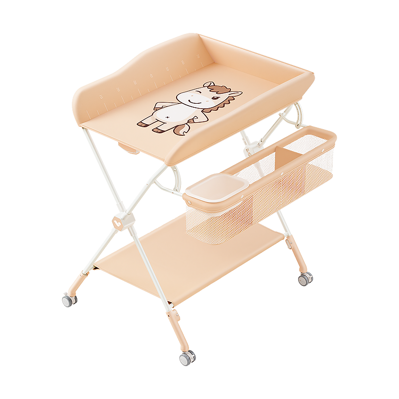 ABCMOKOO Saite Diaper Changing Table, Baby Care Station, Multifunctional Massage And Touch Table for Newborns, Diaper Changing Station - Cartoon Champagne Gold