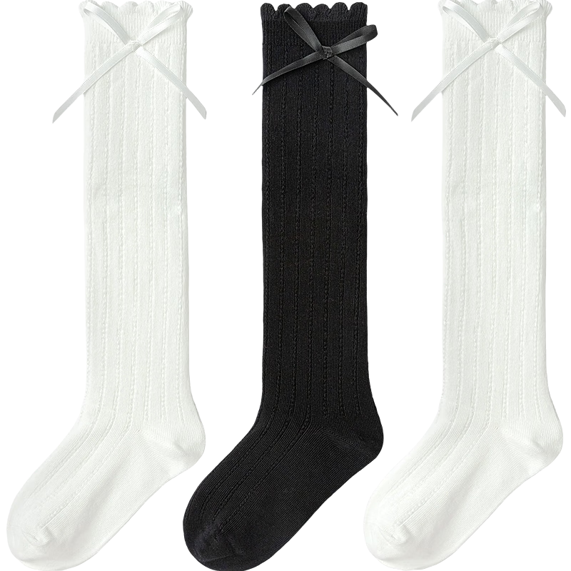 Balabala [balaOne] Children's Cotton Socks Spring and Autumn Girls Sweet Mid-Calf Soft Socks 3 Pairs Pack