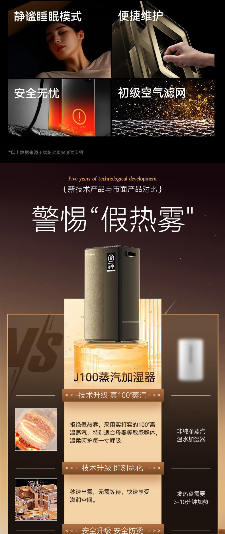 Youyang Hot Mist Humidifier Steam Floor-standing Home Bedroom Living Room Baby Office 100°C Sterilization Purification Top-fill Smart Constant Humidity Large Capacity Air Humidifier J100 6