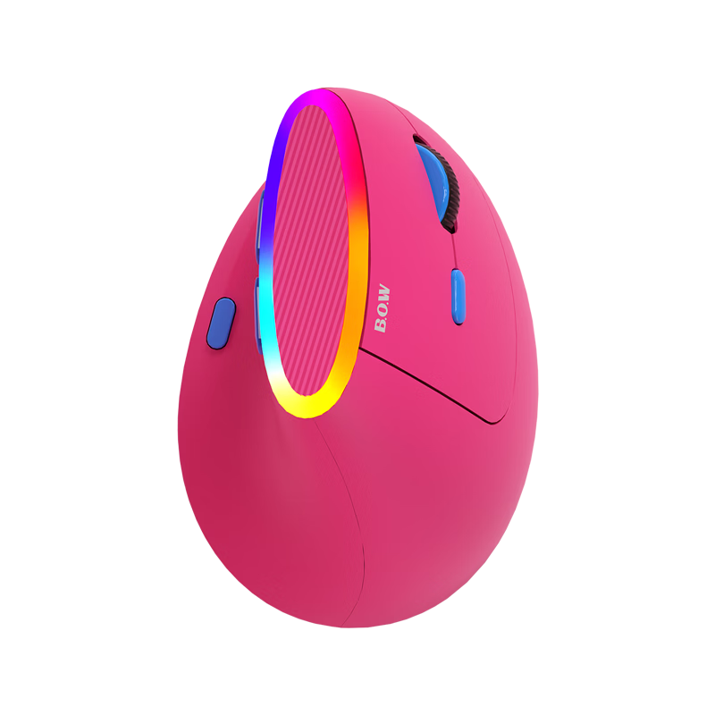 B.O.W Hangshi MD470BL Ergonomic Tri-Mode Mouse Wired Wireless Bluetooth Rechargeable Compatible with Laptop Desktop iPad Tablet Huawei Xiaomi Phone Silent Rose Red