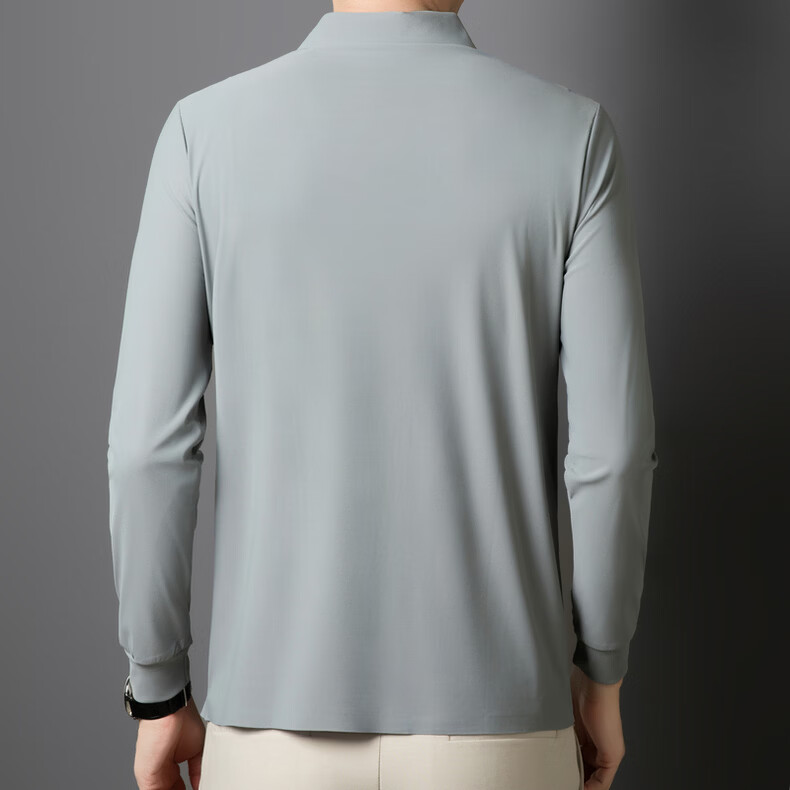 Hodo Men's Long Sleeve T-Shirt Summer Ice Silk Polo Shirt Wrinkle-Resistant Breathable Casual Top White M 19