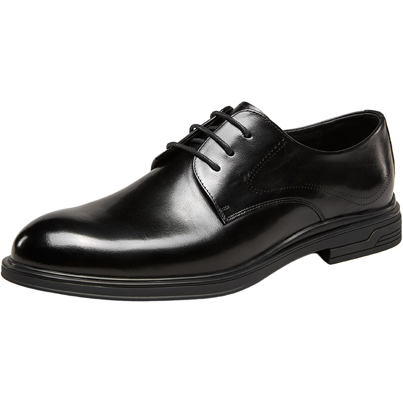 Eierkang Men's Spring and Autumn Genuine Leather Business Formal Shoes British Style Commuter Wedding Shoes 61303W Black Size 41