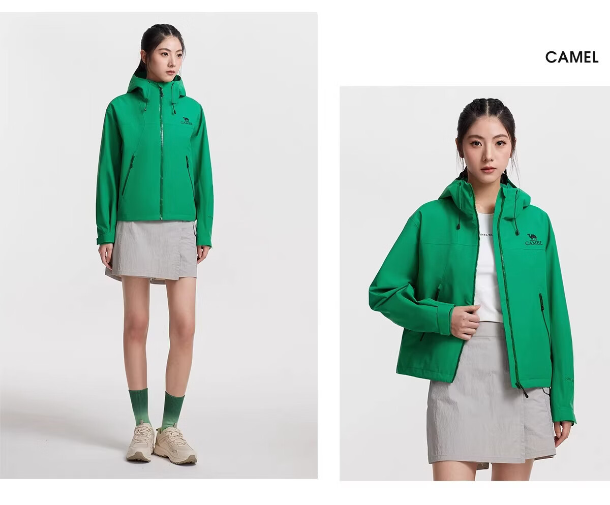 Camel Women's Outdoor Short Slim Fit Softshell Jacket 2026 Spring Windproof Waterproof Hard Shell Mountaineering Coat 19