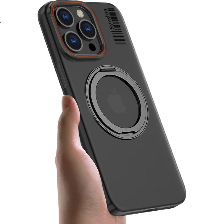 Чехол-накладка Baozou для Apple iPhone 15 Pro Max, черный, с магнитной подставкой