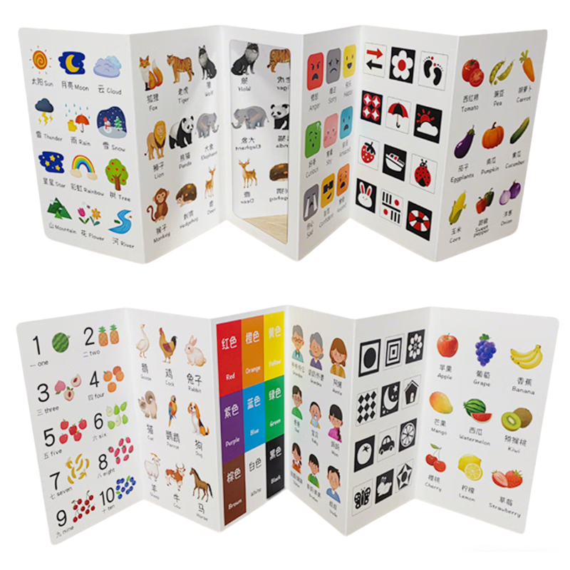 MKBIBI Baby Early Education Cognitive Folding Cards Stand-up Baby Numbers Colors Animals Recognition Book Large Cards Children's Day Gift