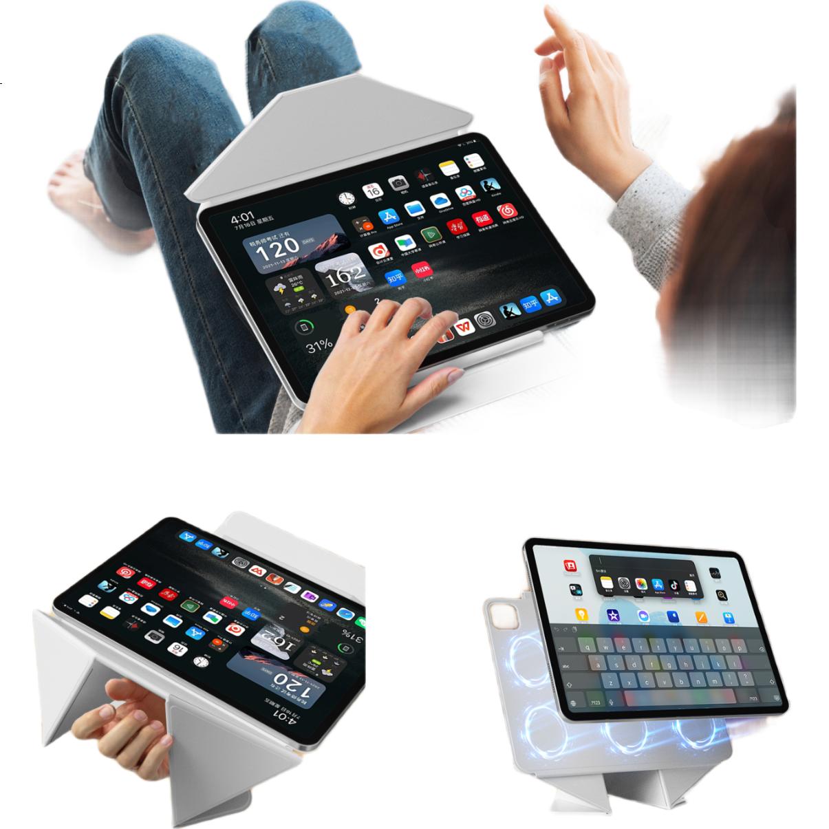 Чехол Zhiting для iPad Pro 11 дюймов (2025/2024, чип M5/M4) с двойным магнитным зажимом, противоударный, тонкий, с углом защиты от изгиба, цвет "Дымчато-серый"