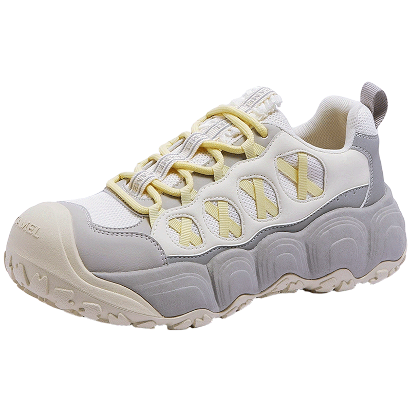 CAMEL [Li Keyi Same Style] Ningmeng 2nd Generation Ugly Cute Women's Casual Shoes L26S202119 Off-White/Yellow/Gray Size 38