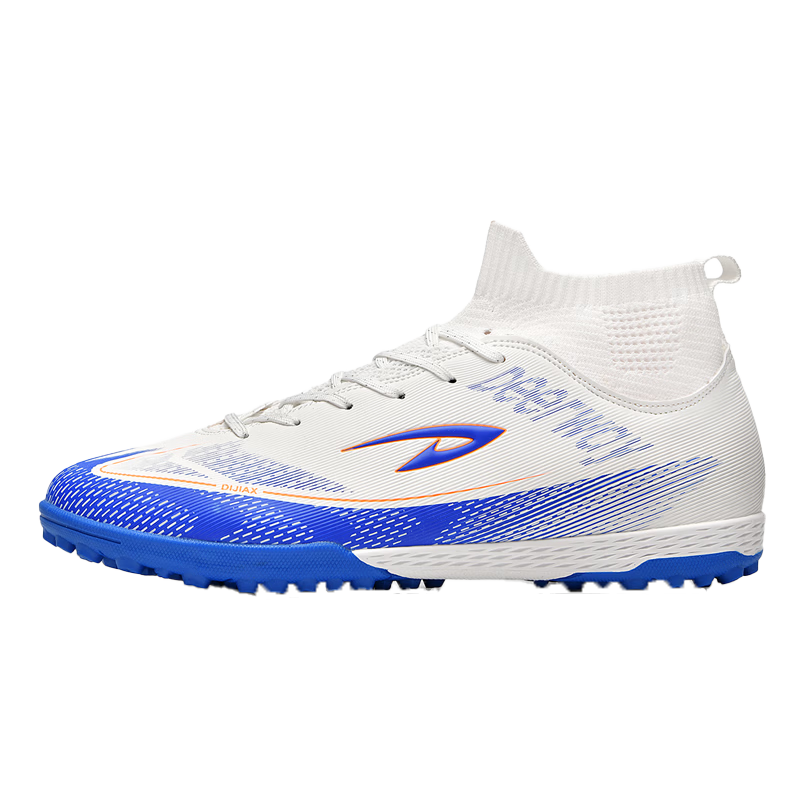 DEERWAY Adult Youth Soccer Shoes TF Turf Non-Slip Wear-Resistant Match Shoes White Blue TF Turf Studs Size 38