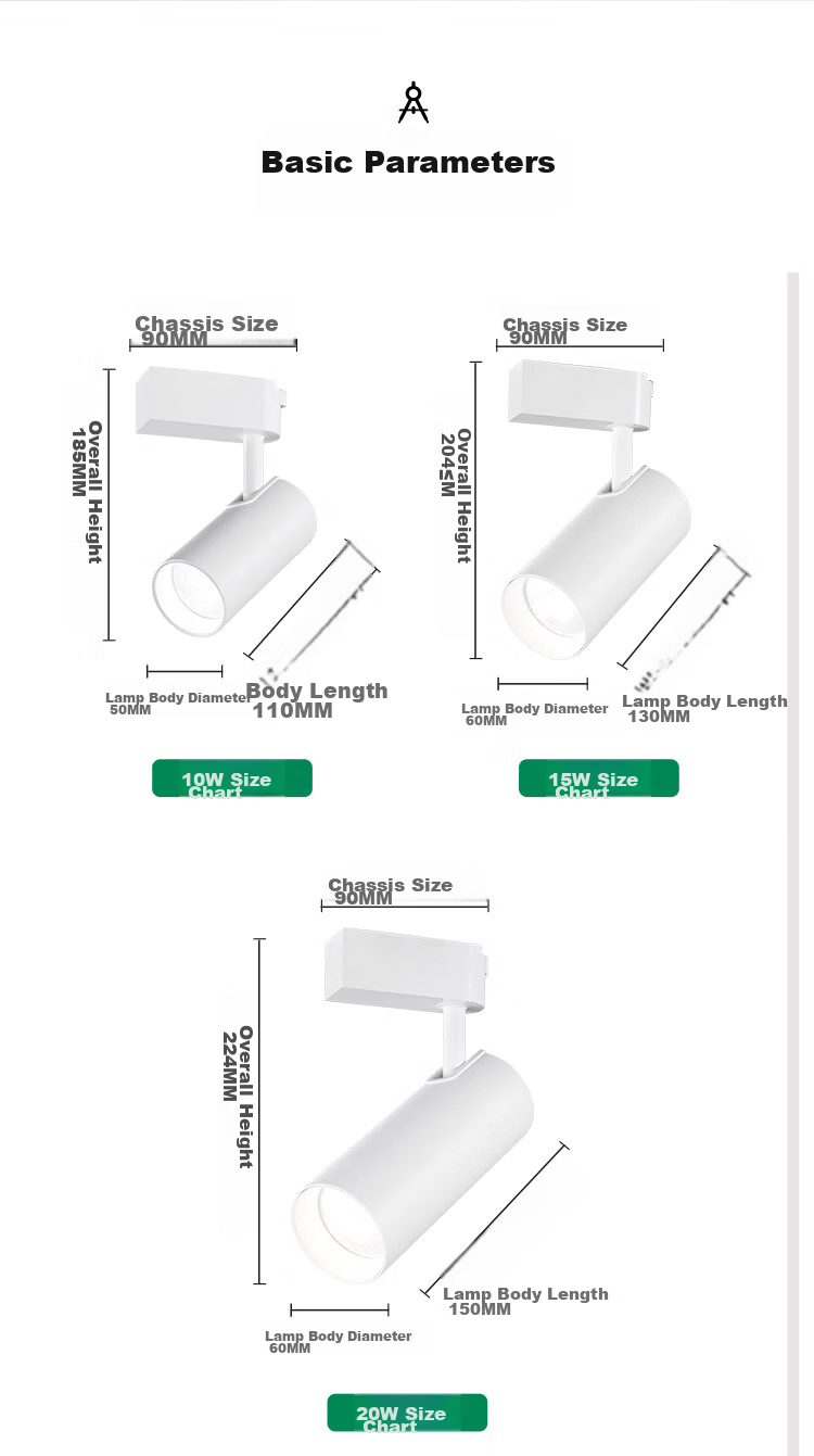 NVC LED Spotlight, Commercial Use for Clothing Stores And Showrooms, Background Wall Track Light, White Shell, 15 Watts Warm White - Track Rail Sold Separately 15