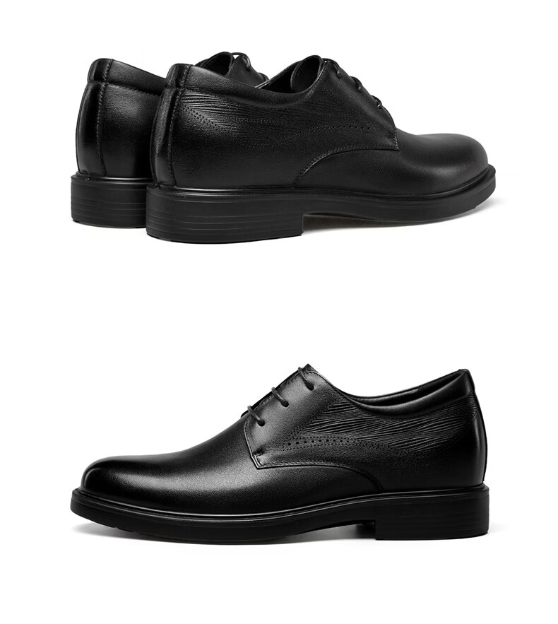 Eierkang Men's Business Formal Shoes Comfortable Commuter Single Shoes Groom Wedding Shoes 63129W Black Size 45 78