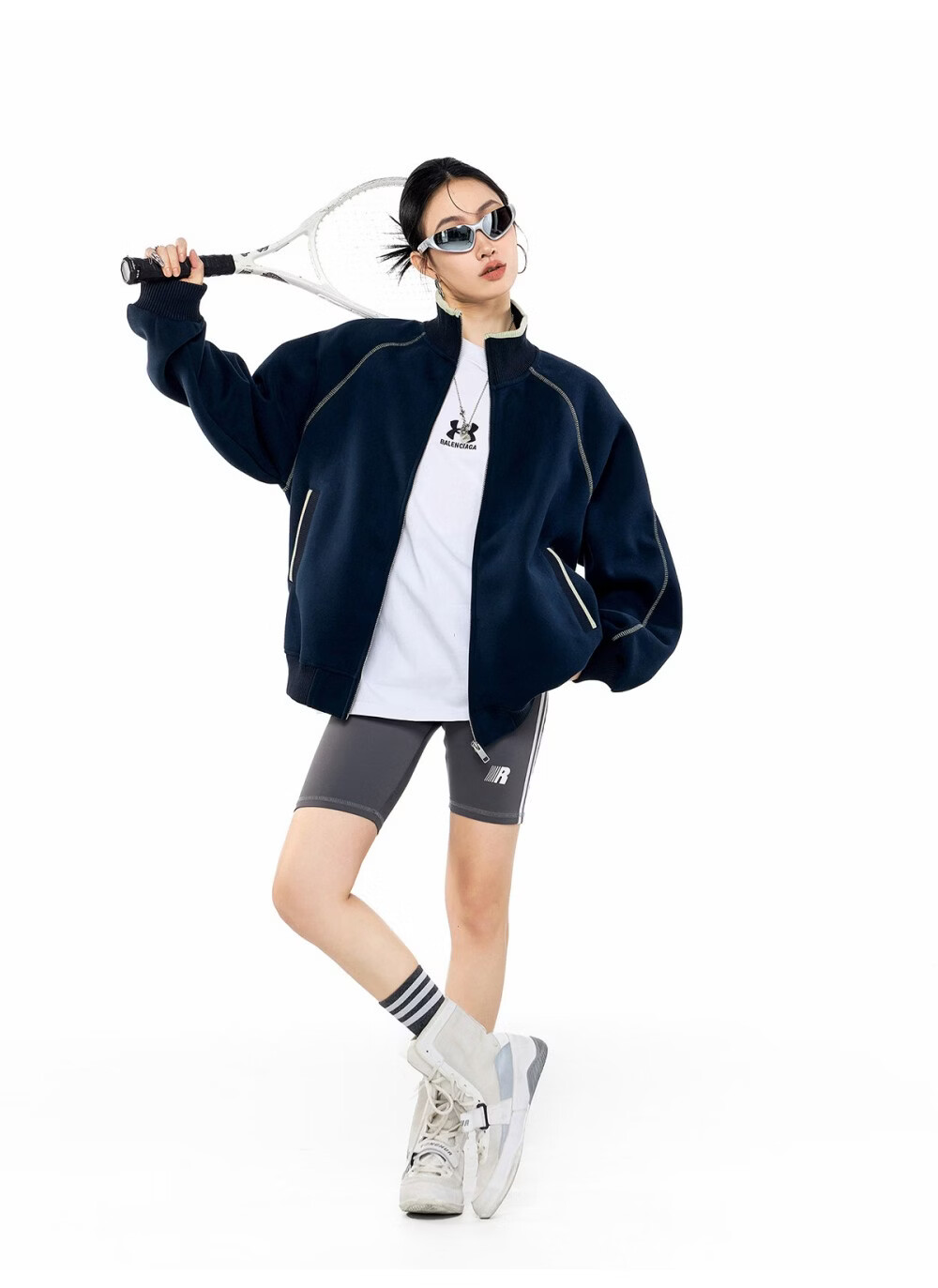 ICH MODE American Style Hassel Corduroy Sports Jacket Women 2026 Spring New Loose Cardigan Sweatshirt Zipper Top Dark Gray XL 29