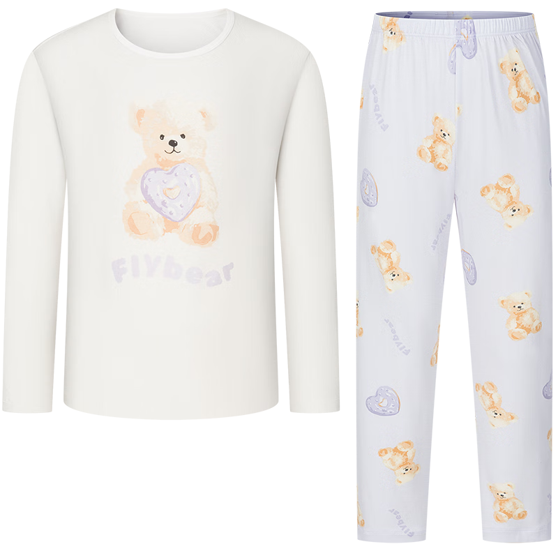 AIMER KIDS Lenzing Modal Girls' 3A Antibacterial Pajama Set Bear Sweetheart Circle 140
