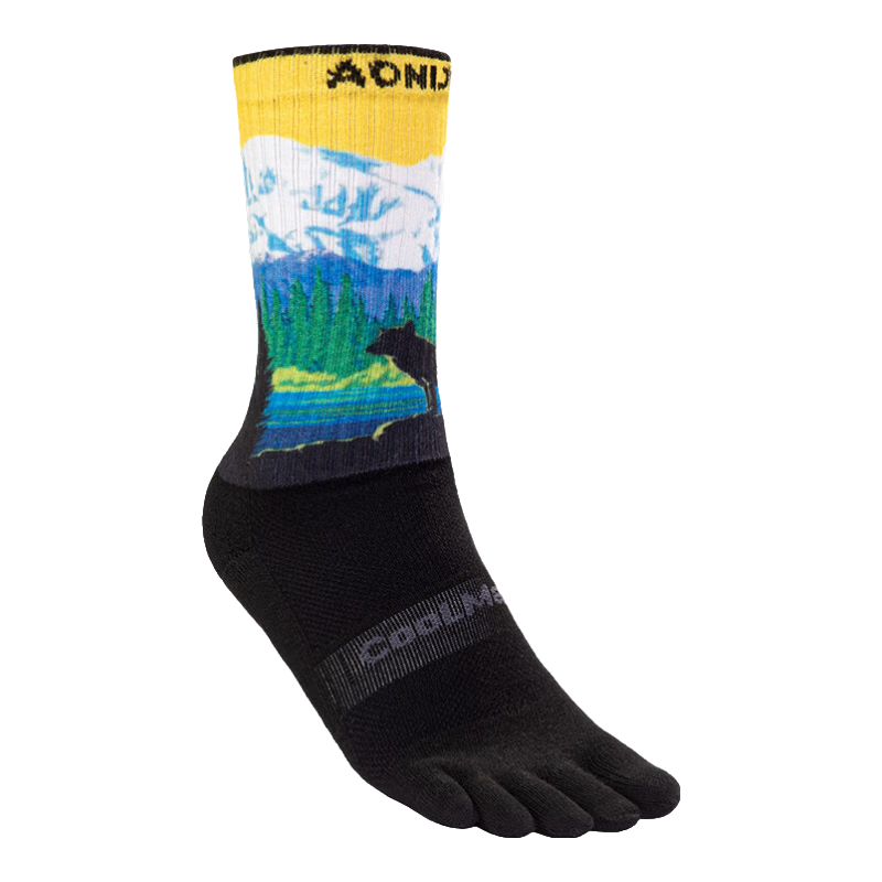 AONIJIE Long Tube Five-Toe Socks Snow Mountain Desert Pattern Breathable Durable Mountaineering Trail Running Hiking Toe Socks Snow Mountain S