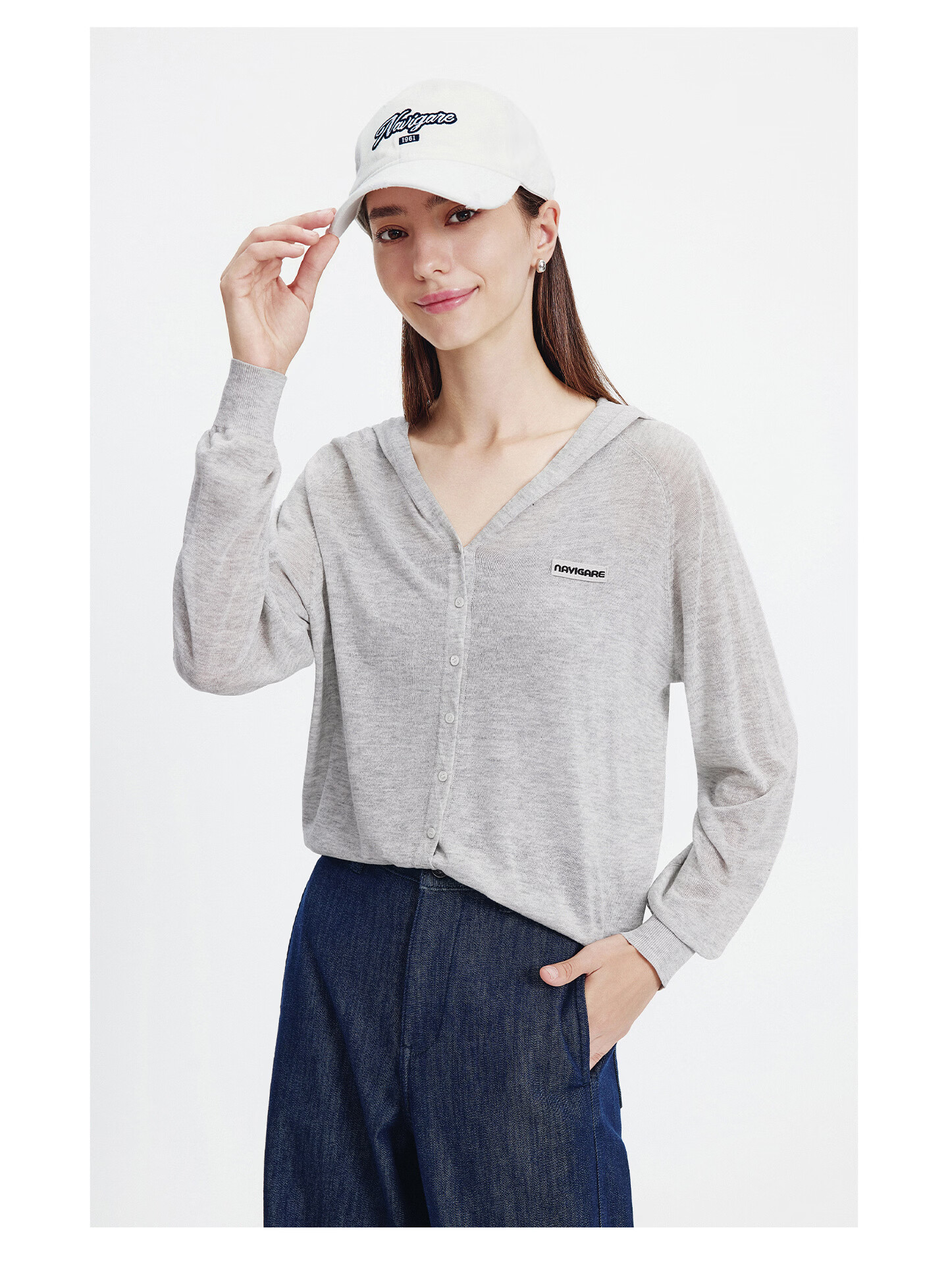 Navigare [Celebrity Edition] Small Sailboat 26 New Women's Lightweight Hooded Knit Cardigan Air Conditioning Jacket 2314096504 52