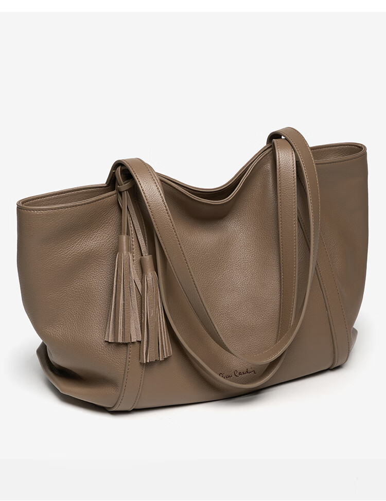 Pierre Cardin Women's Bag 2026 New First Layer Cowhide Large Capacity Commuter Tote Bag Women's Day Gift Black Gift Box Set 17