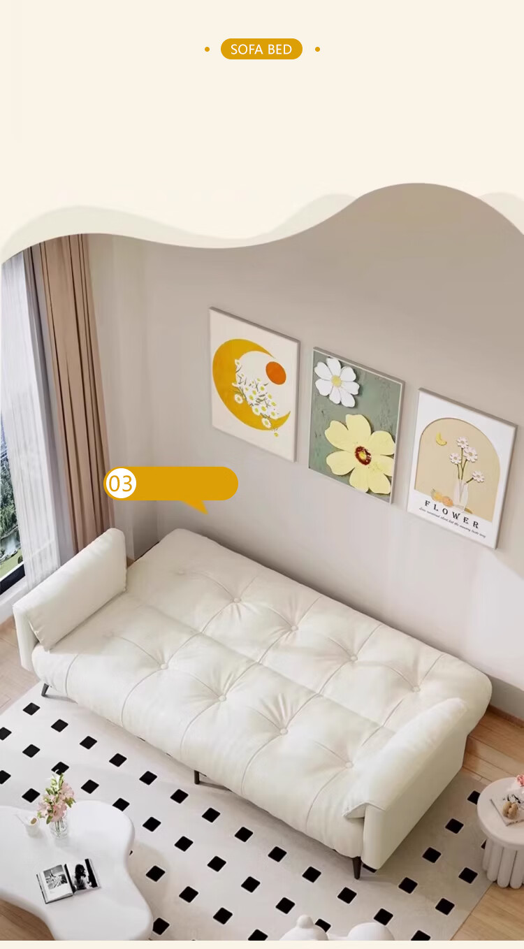 L&S Convertible Sofa Bed Foldable Sofa Cat Scratch-Resistant Cream Cloud Sofa S383 Green 1.8m Armless 5