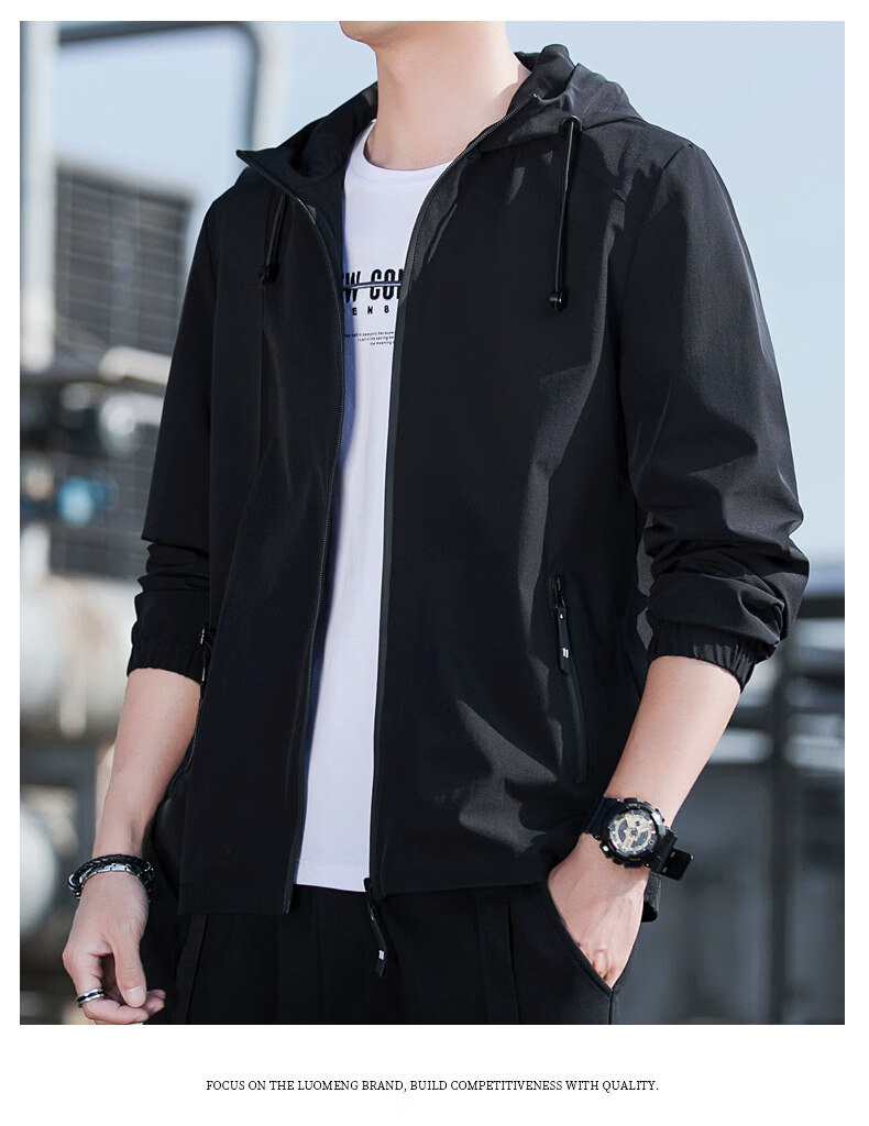 TUCANO Men's Spring Autumn Trendy Loose Hooded Simple Versatile Windproof Casual Jacket Outerwear 14