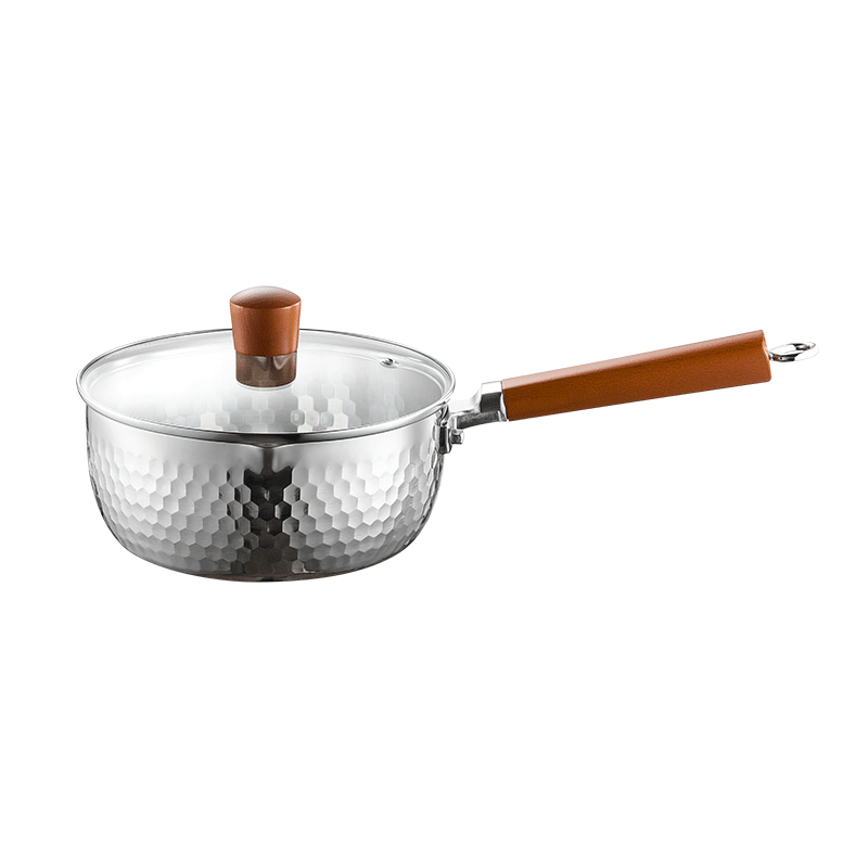JD Jingzao Stainless Steel Snow Pan Hammered Non-Stick Thickened 316L with Lid Small Milk Pot Noodle Cooking Baby Food Pot 20cm