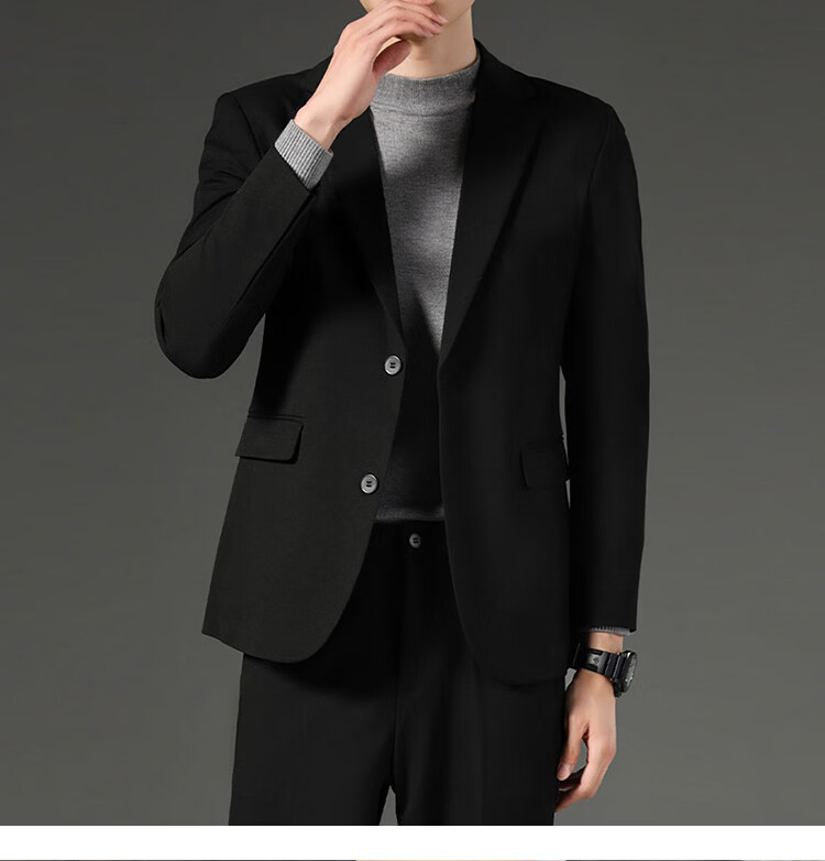 RED DRAGONFLY Men's Autumn Winter Slim Fit Business Formal Suit Two-Piece Black Blazer 2XL 18