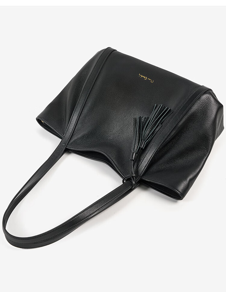 Pierre Cardin Women's Bag 2026 New First Layer Cowhide Large Capacity Commuter Tote Bag Women's Day Gift Black Gift Box Set 11