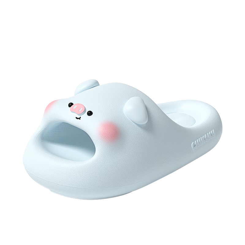 Chikoku Cute Pink Pig Cartoon Slippers Women Summer Home Thick Sole Non-Slip Couple Outdoor Sandals Men