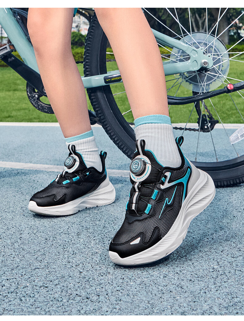 ERKE Kids Unisex Sports Shoes Children's Dial Buckle Mesh Running Shoes Microcrystalline White/Moonstone Gray Size 34 14
