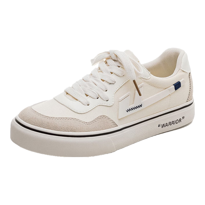 Warrior Official Women's Canvas Shoes 2026 Summer New Retro Breathable Sports Sneakers Women Beige/Grey/Blue Size 38