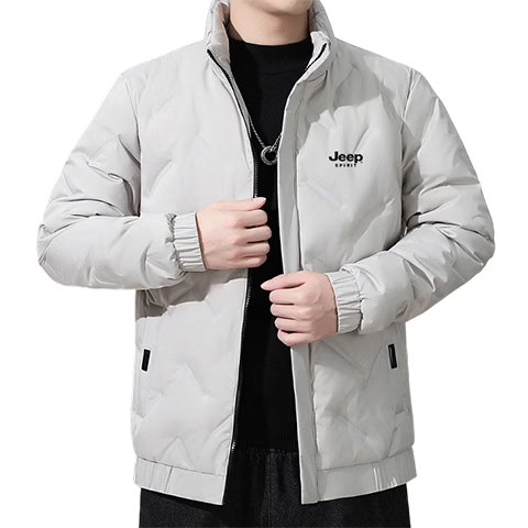 JEEP SPIRIT Men's Autumn Winter Down Jacket White Duck Down Thickened Warm Coat Black 5XL