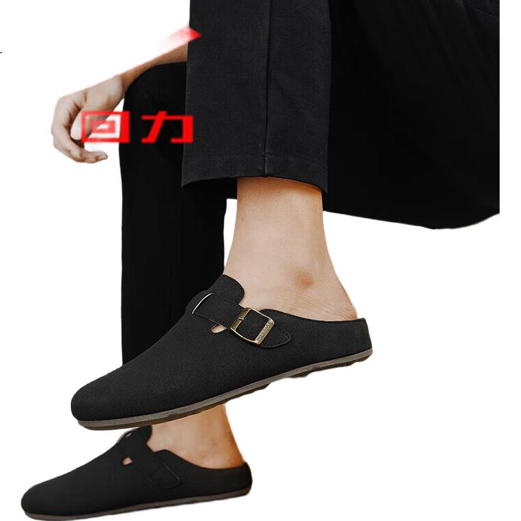 Warrior Men's New Birkenstock Style Slip-On Casual Half-Slip Toe Shoes Black