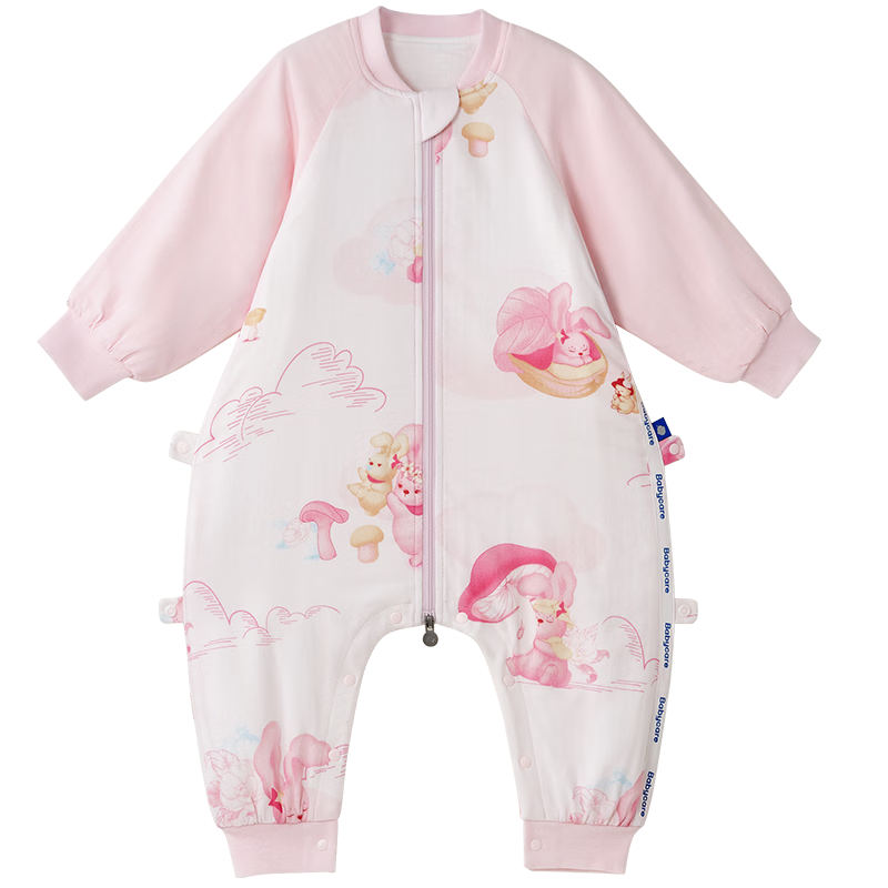 Babycare Baby Spring Summer Split-Leg Sleeping Bag Breathable Moisture-Wicking Long Sleeve 6-Layer Doka Garden Size 100 (95-105cm)