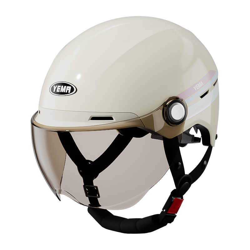 YEMA 3C Certified Electric Vehicle Helmet Unisex Summer Sun Protection Lightweight Motorcycle Half Helmet Four Seasons Universal Riding Electric Scooter Safety Helmet 360S Khaki White + Brown Short Vi