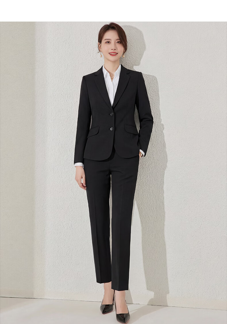 Romon Women's Slim Fit Business Suit Jacket Black 10
