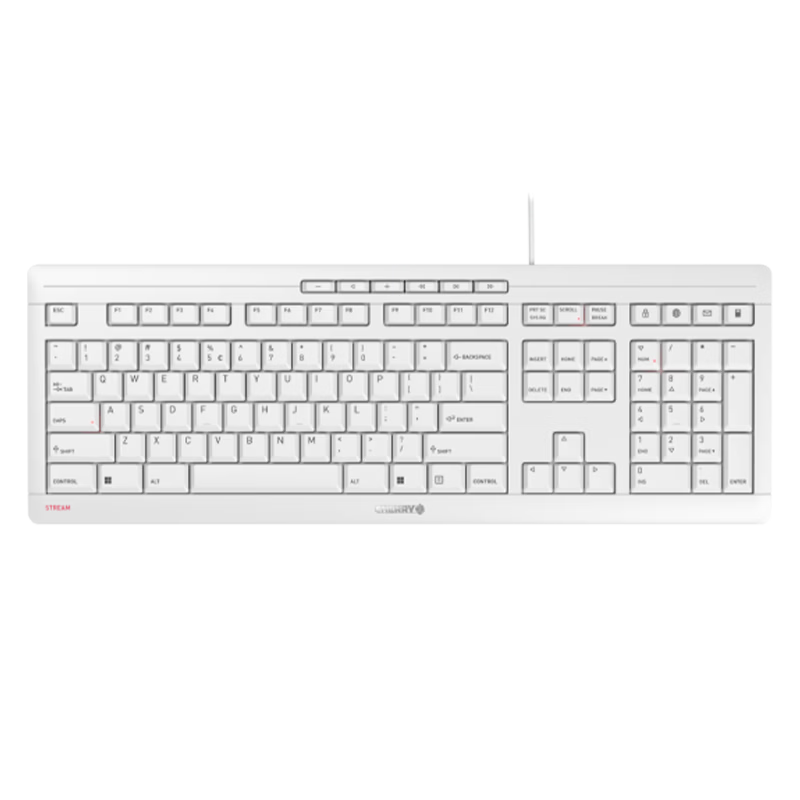 CHERRY STREAM Wired Silent Office Business Home Matte Texture SX Scissor Switch Laptop Feel 10-Function Key Keyboard White