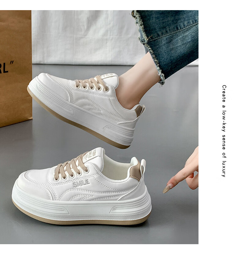 Cartelo Crocodile Casual Women's Thick Sole White Sneakers Lightweight Platform Shoes Versatile Casual Sports Shoes 1670 Mika Size 35 7
