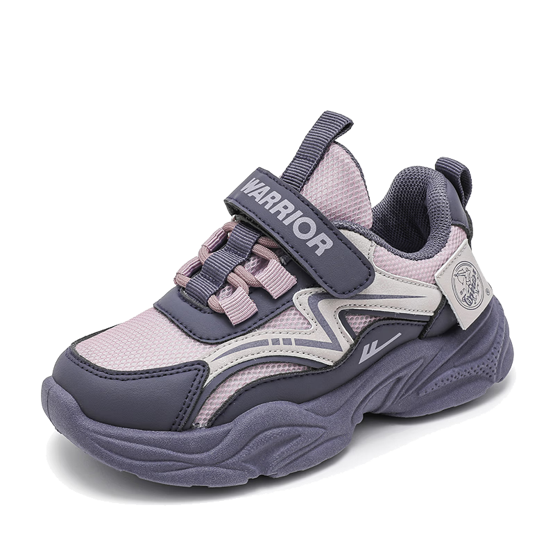 Warrior Girls' Soft Sole Casual Shoes Spring and Autumn White Children's Sports Shoes WZ(CL)-0959 Purple 33