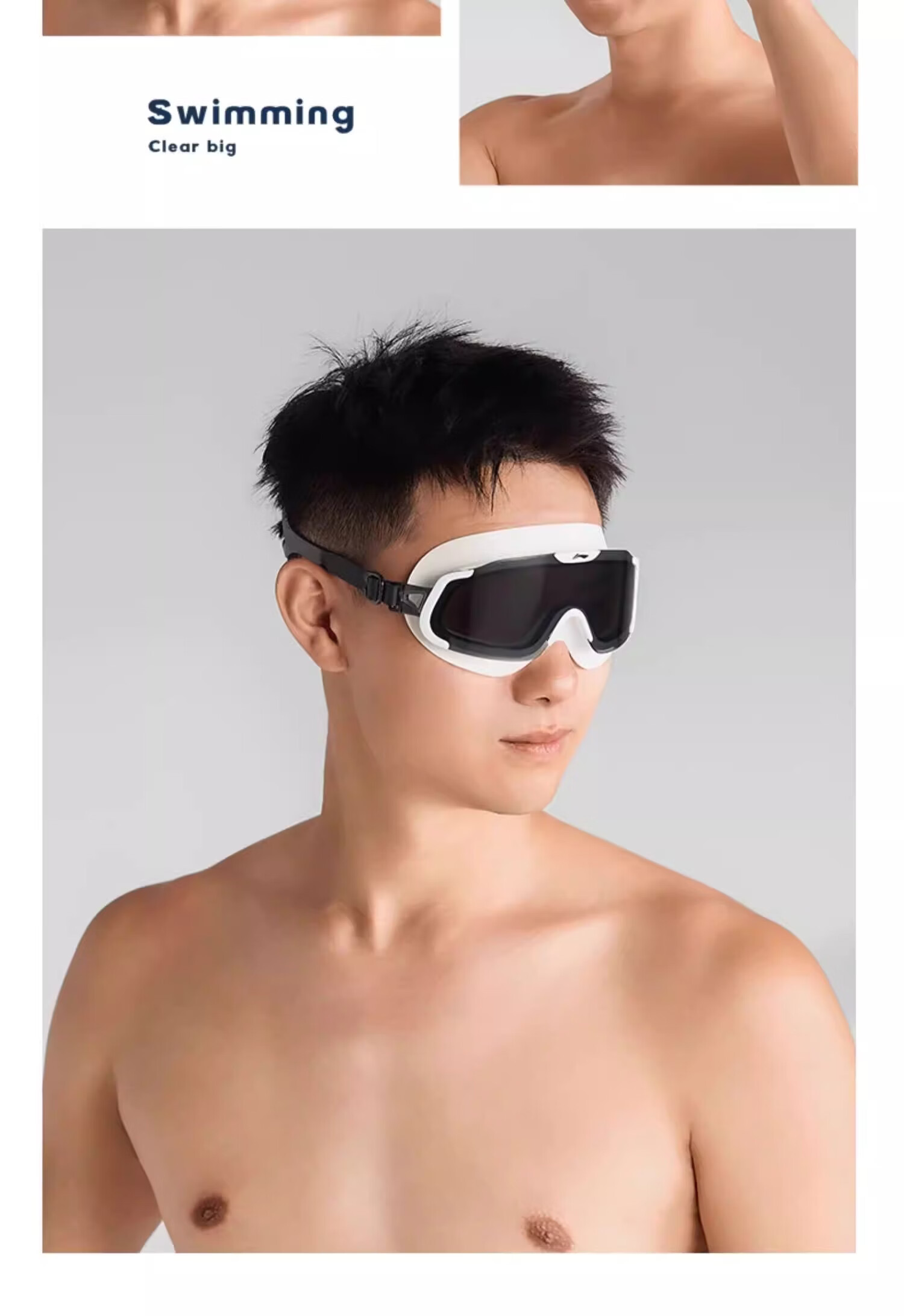 LI-NING Men's HD Anti-Fog Waterproof Prescription Large Frame Swimming Goggles Professional Swim Cap Women's Diving Adult 10