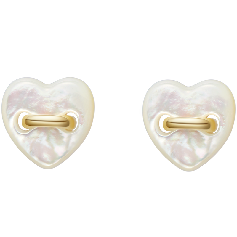 HEFANG Mother-of-Pearl Button Heart Stud Earrings Luxury Elegant Birthday Gift for Girlfriend Wife