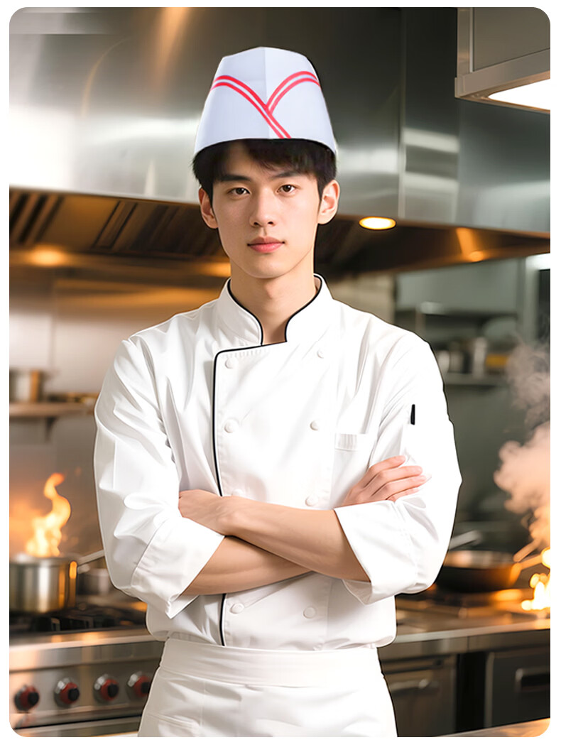 HANMANKE Disposable Chef Hat Unisex Hotel Kitchen White Cooking Cap Bakery Pastry Western Restaurant Chef Hat 2