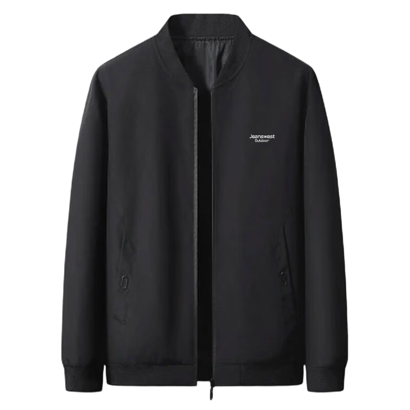 Jeanswest Men's Outdoor Sports Jacket Autumn Winter Windproof Fleece Thickened Loose Baseball Jacket Black Fleece M