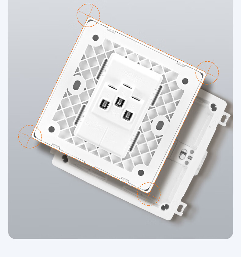 DELIXI Switch Socket, Recessed Socket for Air Conditioner, Hidden Socket, Built-In Starry Gray, 16A Three-Hole 21