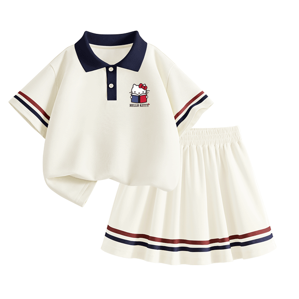 Hello Kitty Girls' Polo Dress Set 2026 Summer New Children's Sports Quick-Dry School Style Girls' Clothing