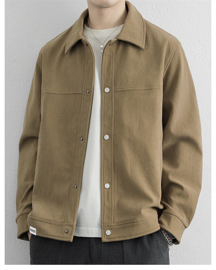 MARK FAIRWHALE Men's Jacket Spring and Autumn Trendy Casual Simple Fashion Versatile Khaki XL 2