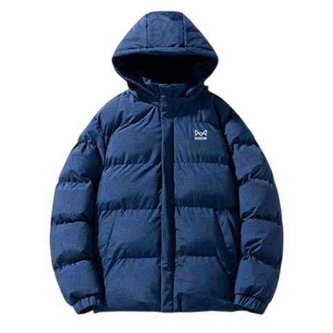MiiOW Men's Cotton Padded Jacket Autumn Winter Trendy Hooded Puffer Coat Warm Windproof Black 3XL