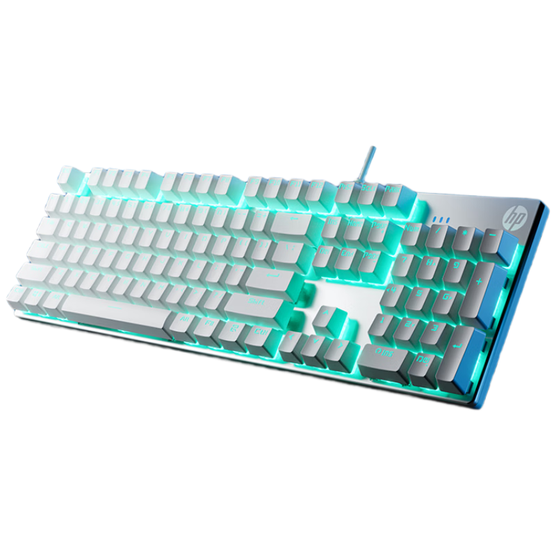 HP GK100 Mechanical Wired Gaming Keyboard 20 Backlight Effects 104 Keys Ergonomic Comfortable Ice Blue Switch
