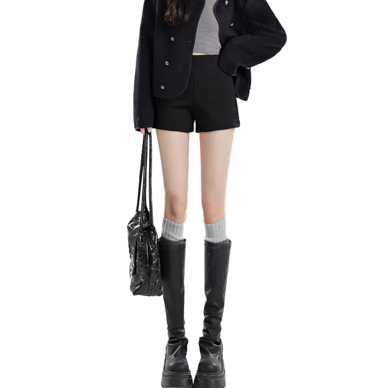 Borui Spring Summer Women's Shorts 2026 New A-Line Black High Waist Slim Sexy Hot Pants