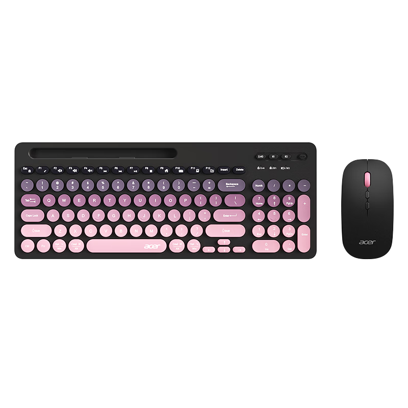 Acer Wireless Bluetooth Dual-Mode Keyboard and Mouse Set OKR215/OKR281 Slim Ergonomic Office Home Business Computer Laptop Mobile Phone Tablet Universal Blackberry Pink