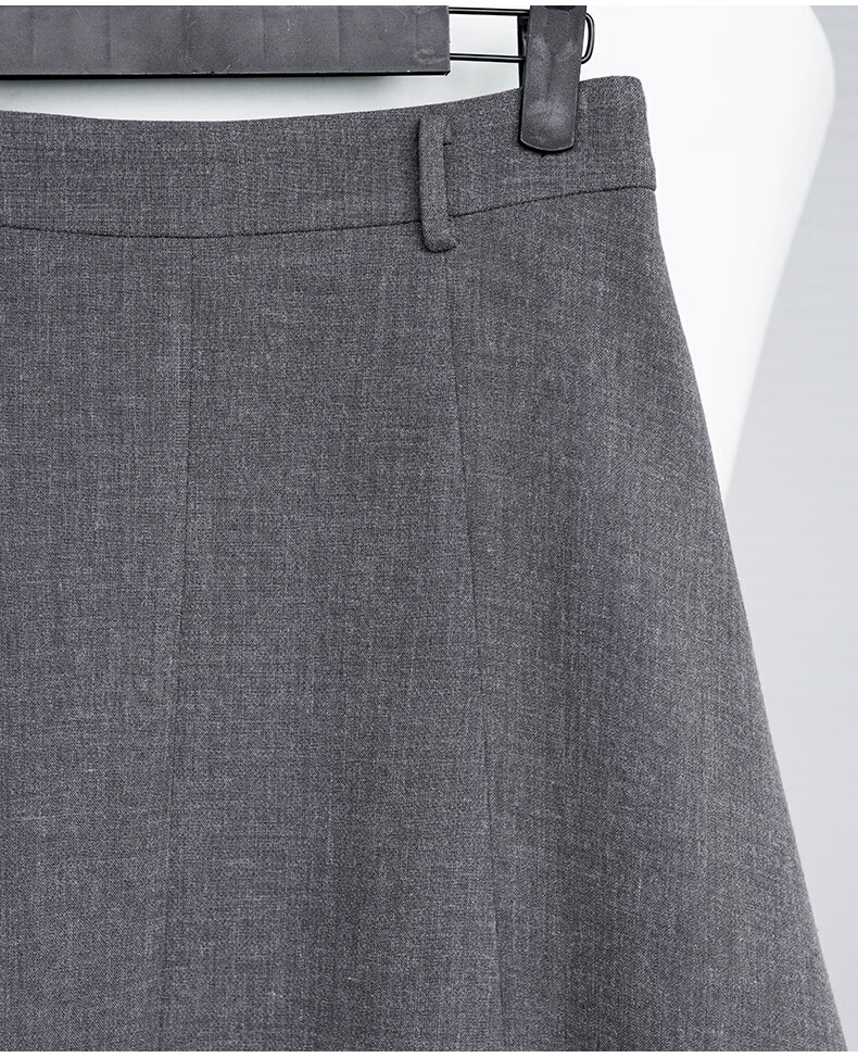 ROEYSHOUSE Women's Versatile Flared Midi Skirt Winter Slim Fit High Waist Office Skirt 11781 Gray XL 15