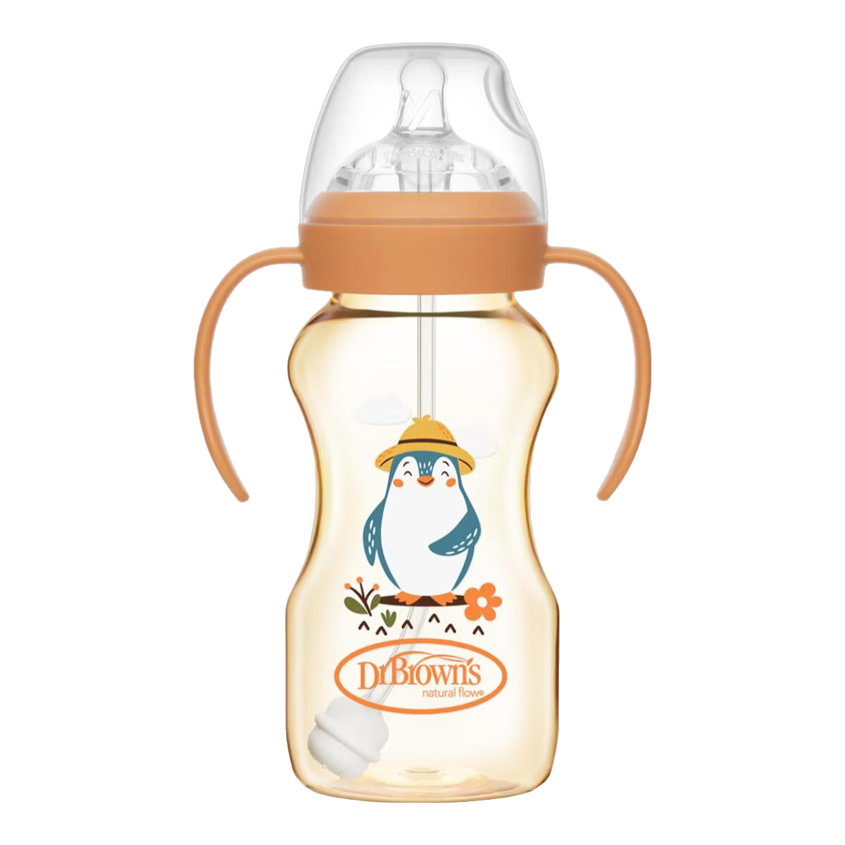 Dr. Brown's Straw Bottle 6-9 Months PPSU Gravity Ball Straw Baby Milk Drinking Cup 330ml Large Capacity Double Handles