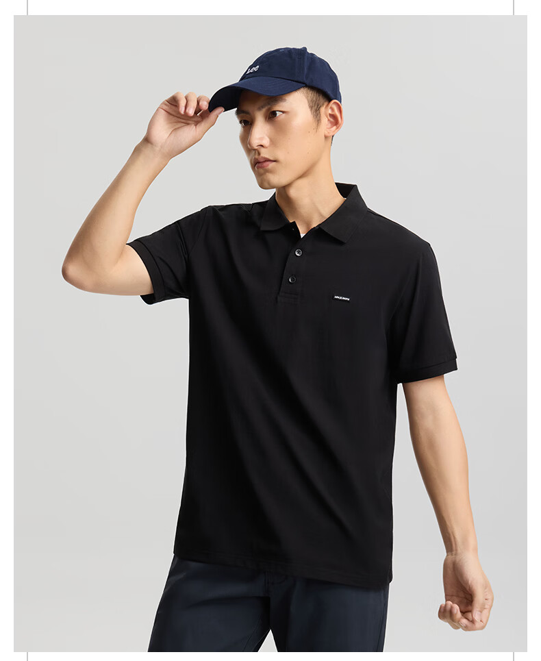 Lee 26 Spring Summer New Standard Fit Polo Shirt with Small Logo Emblem for Men Navy Blue 2XL 9