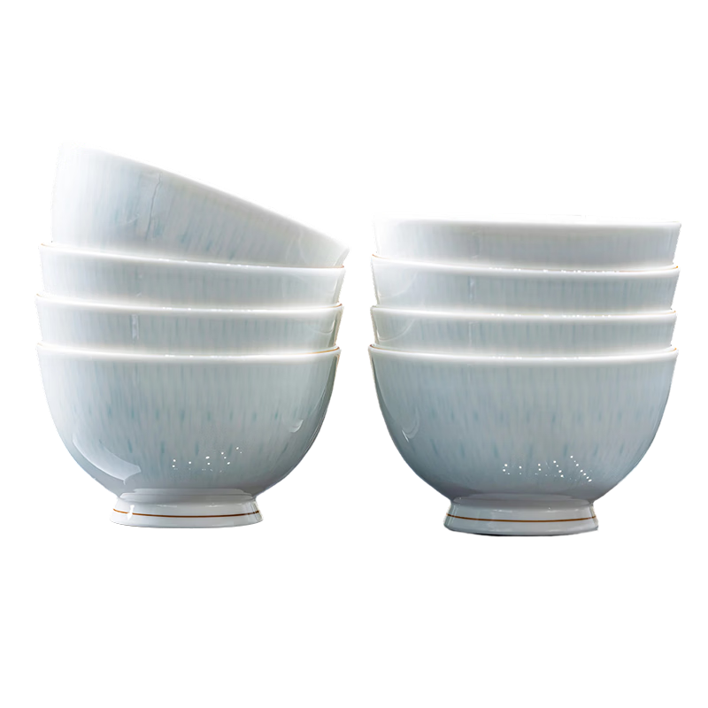 Yichen Underglaze Porcelain Tableware 4.5-inch European Style Footed Rice Bowl Soup Bowl for Home Use